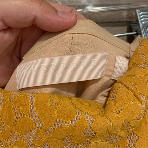 Keepsake The Label Every Way Golden Yellow Strapless Lace Mini Dress Size XS - Picture 13 of 16